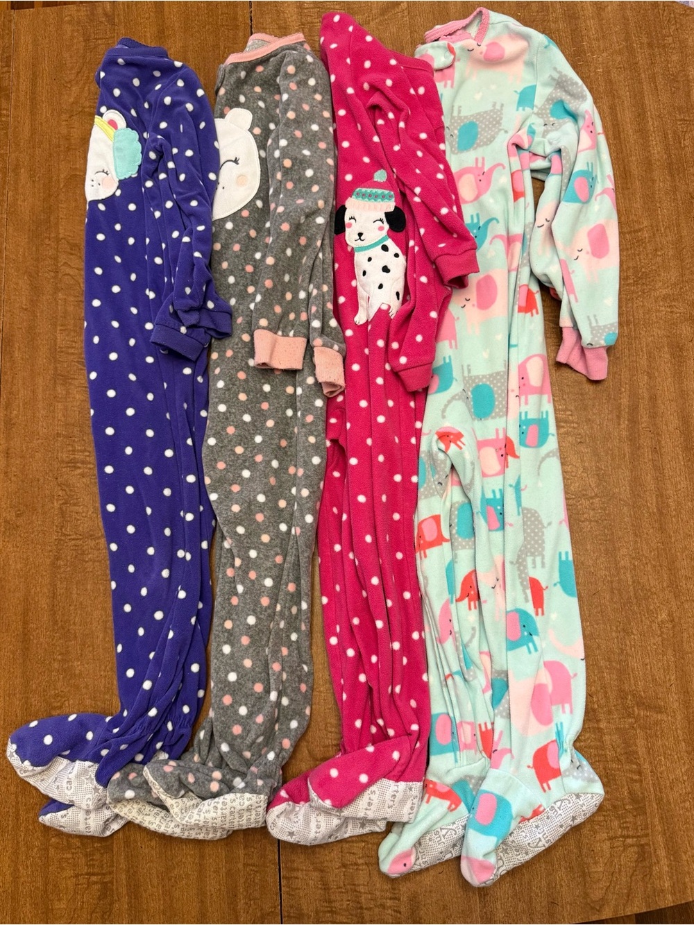 Girls 4T Footed Pajamas Lot